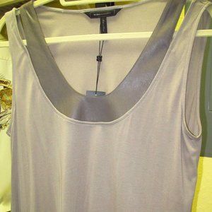 BCBG "TENLEY" TOP, NEW, JERSEY W/FAUX LEATHER  M
